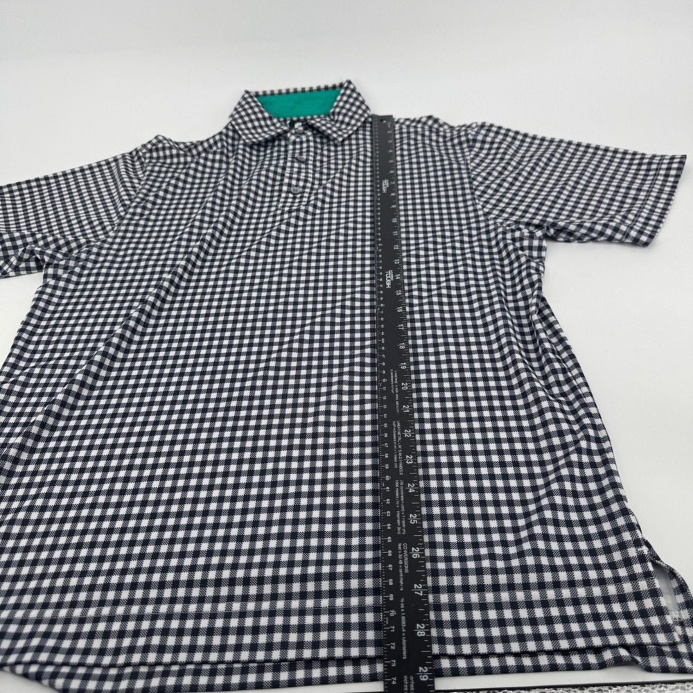FootJoy FJ Mens Gingham Checkered Short Sleeve Golf Polo Shirt Black White Small - Picture 5 of 5